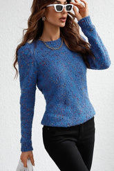 LEG OF MUTTON SLEEVE KNIT SWEATER - Doublju