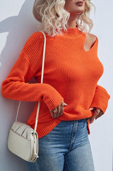 HOLLOW KNIT LOOSE FIT CASUAL SWEATER TOP - Doublju