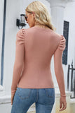 LEG OF MUTTON SLEEVE BASIC SWEATER TOP - Doublju