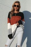 LOOSE FIT COLOR BLOCK DAILY SWEATER - Doublju
