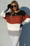 LOOSE FIT COLOR BLOCK DAILY SWEATER - Doublju