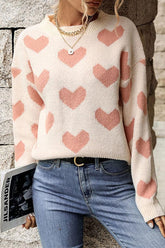 HEART PRINTING WARM CUTE SWEATER - Doublju