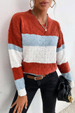 PATTERN KNIT STRIPE CASUAL SWEATER TOP - Doublju