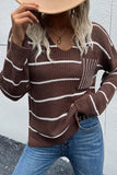 LOOSE FIT STRIPE KNITTED SWEATER - Doublju