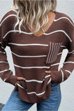 LOOSE FIT STRIPE KNITTED SWEATER - Doublju
