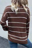 LOOSE FIT STRIPE KNITTED SWEATER - Doublju
