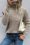 CUT OFF DETAILED TURTLE NECK SWATER - Doublju