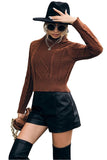 CABLE KNIT DETAILED SHORT LENGTH SWEATER - Doublju