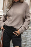 PATTERN KNITTED HIGH NECK CASUAL SWEATER - Doublju