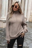 PATTERN KNITTED HIGH NECK CASUAL SWEATER - Doublju