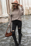 PATTERN KNITTED HIGH NECK CASUAL SWEATER - Doublju