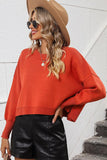 WOMEN RIBBED HEM FITTED SLEEVE KNIT JUMPER TOP - Doublju