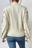 WOMEN RIBBED HIGH NECK COLOR SWISS DOT JUMPER TOP - Doublju