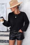 WOMEN LACED BACK DETAILED FURRY SWEATER TOP - Doublju