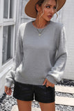 WOMEN LACED BACK DETAILED FURRY SWEATER TOP - Doublju