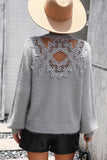 WOMEN LACED BACK DETAILED FURRY SWEATER TOP - Doublju
