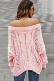 OFF SHOULDER CABLE CHUNKY KNIT OVERSIZED SWEATER,100% ACRYLIC,SIZE S(2)-M(2)-L(2)-XL(2),MADE IN CHINA,WOMEN BLAZER - Doublju