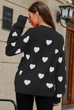 WOMEN HEART PRINTING CUTE PULL OVER SWEATER - Doublju