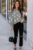 WOMEN HEART PRINTING CUTE PULL OVER SWEATER - Doublju