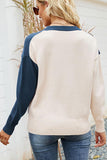 WOMEN COLOR STRIPED RIB SLEEVE PULLOVER - Doublju