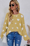 WOMEN OVERSIZED HEART PRINTING CUTE KNIT SWEATER - Doublju