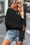 WOMEN OVERSIZED SHORT HEM CREW NECK JUMPER TOP - Doublju