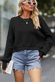 WOMEN OVERSIZED SHORT HEM CREW NECK JUMPER TOP - Doublju