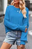 WOMEN OVERSIZED SHORT HEM CREW NECK JUMPER TOP - Doublju