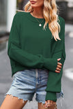 WOMEN OVERSIZED SHORT HEM CREW NECK JUMPER TOP - Doublju