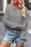 WOMEN OVERSIZED SHORT HEM CREW NECK JUMPER TOP - Doublju