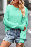 WOMEN OVERSIZED SHORT HEM CREW NECK JUMPER TOP - Doublju