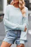 WOMEN OVERSIZED SHORT HEM CREW NECK JUMPER TOP - Doublju