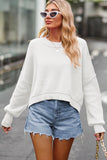 WOMEN OVERSIZED SHORT HEM CREW NECK JUMPER TOP - Doublju