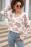 FLOWER PRINTING LOOSE FIT SHORT PULLOVER SWEATER - Doublju