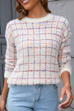 ROUND NECK PLUSH KNIT SWEATER TOP - Doublju