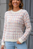 ROUND NECK PLUSH KNIT SWEATER TOP - Doublju