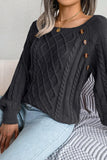 CABLE KNIT BUTTON DETAILED PULLOVER SWEATER - Doublju