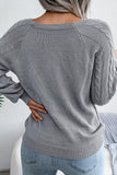 CABLE KNIT BUTTON DETAILED PULLOVER SWEATER - Doublju