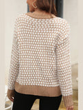 CONTRAST LARGE ROUND NECK LONG SLEEVE SWEATER