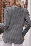 WOMEN CORDUROY ROUND NECK KNIT SWEATER