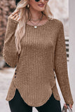 WOMEN CORDUROY LOOSE FIT SIDE BUTTONED SWEATER