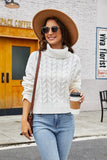 WOMEN TWIST CHUNKY CABLE KNIT TURTLE NECK SWEATER