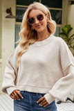 WOMEN RIBBED OVERSIZED JUMPER TOP SWEATER