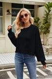 WOMEN RIBBED OVERSIZED JUMPER TOP SWEATER