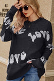 WOMEN LOVE PRINTING OVERSIZED CASUAL SWEATER