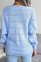 WOMEN CABLE KNIT BOAT NECK OVERSIZED SWEATER