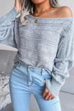 WOMEN CABLE KNIT BOAT NECK OVERSIZED SWEATER