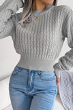 TWIST CHUNKY CABLE KNIT RIBBED CROP SWEATSHIRT