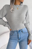 TWIST CHUNKY CABLE KNIT RIBBED CROP SWEATSHIRT
