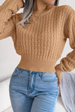 TWIST CHUNKY CABLE KNIT RIBBED CROP SWEATSHIRT